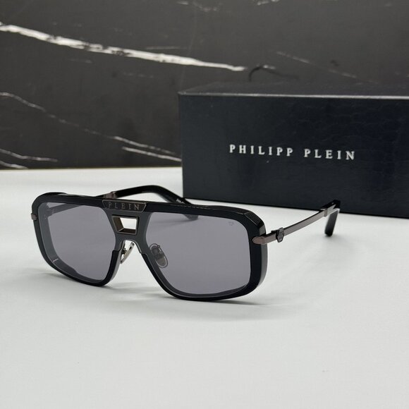 NEW PHILIPP PLEIN SPP008M 700X BLACK MEN SUNGLASSES - Picture 1 of 11